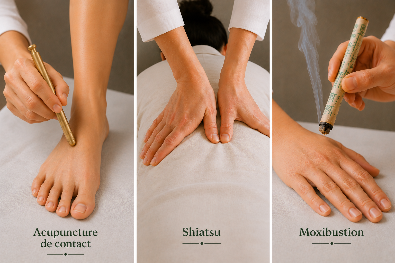 Shiatsu, acupuncture de contact et moxibustion