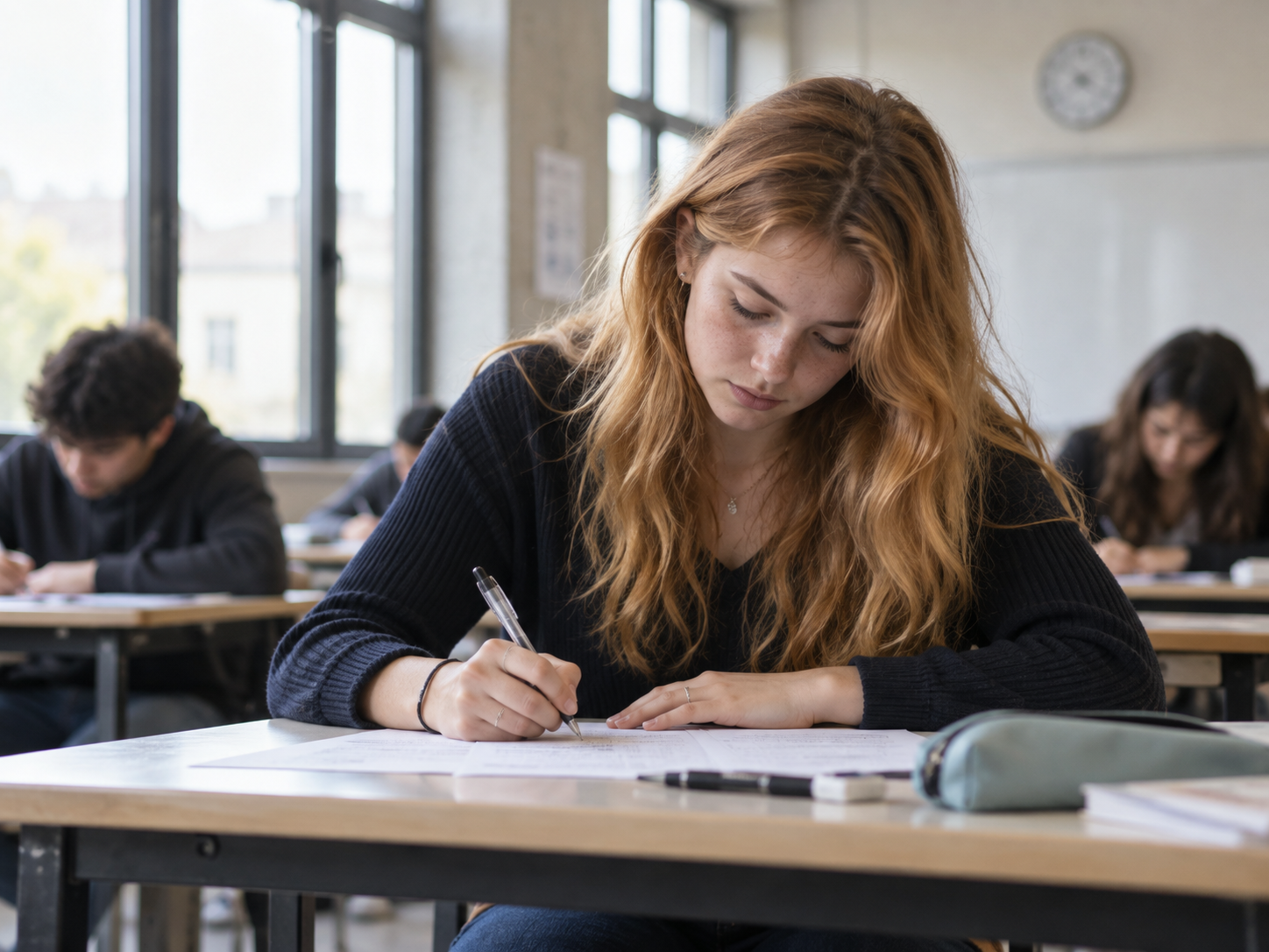 Jeune femme passant un examen, illustrant comment accueillir un changement avec la sophrologie à Paris 15e